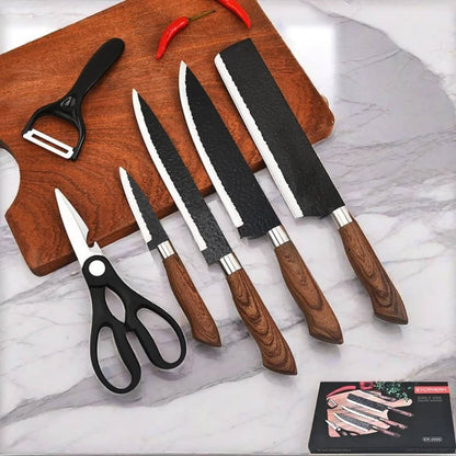 Ensemble de Couteaux de Chef en Acier Inoxydable 6 Pièces